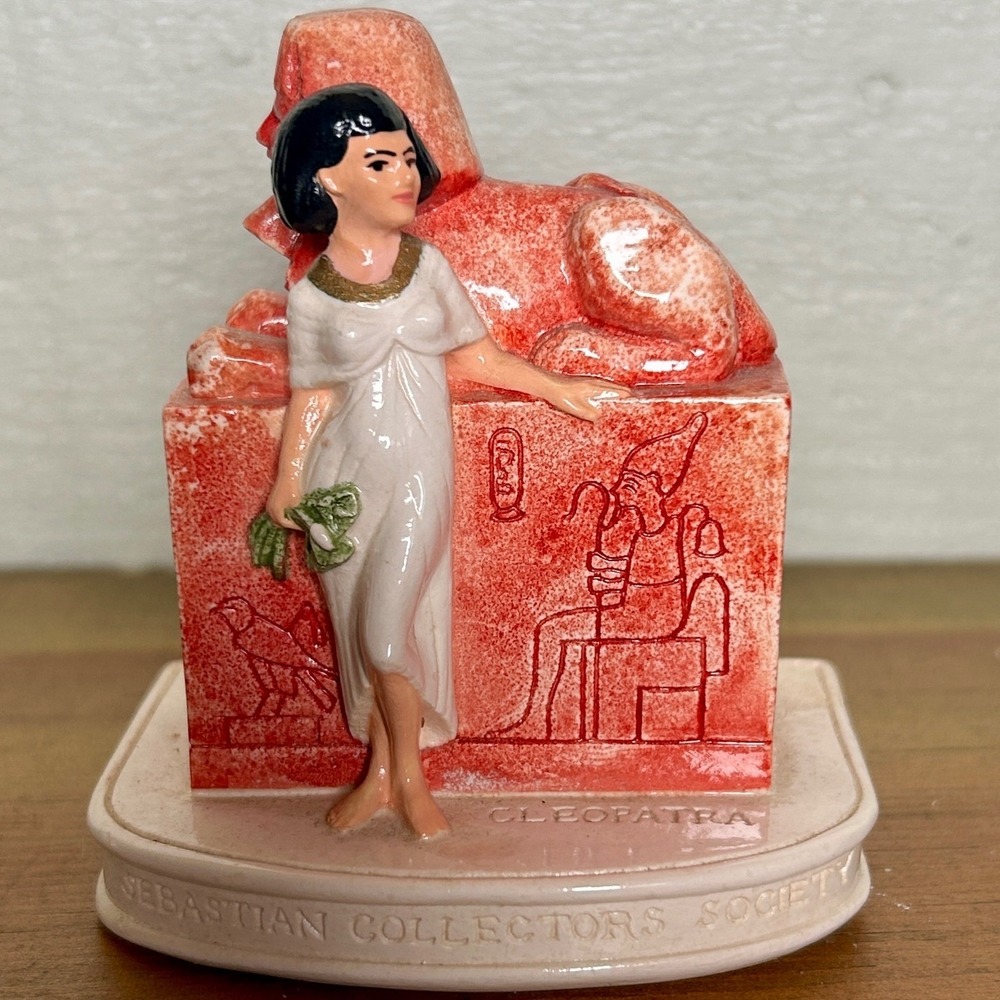 Sebastian Miniatures Cleopatra Figurine Female OS Red White Egyptian Sphinx 1989